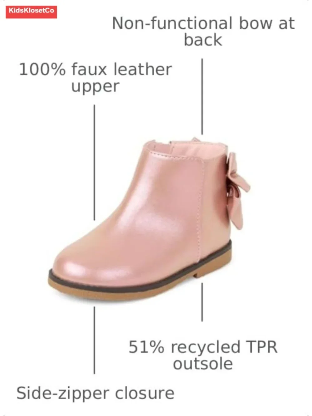 Girls Ankle Boots Faux Leather Side-Zipper Winter Booties
